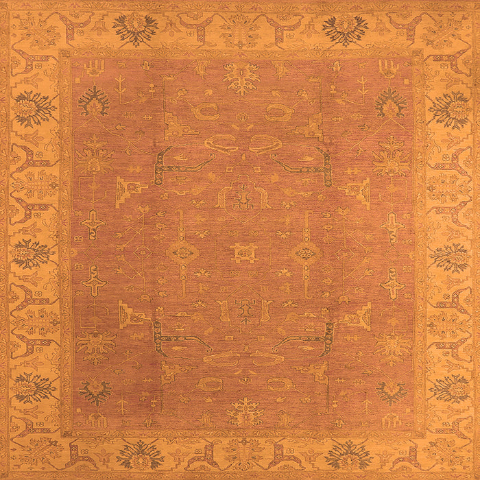 Square Machine Washable Oriental Orange Traditional Area Rugs, wshurb1051org