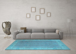 Machine Washable Oriental Light Blue Traditional Rug in a Living Room, wshurb1051lblu