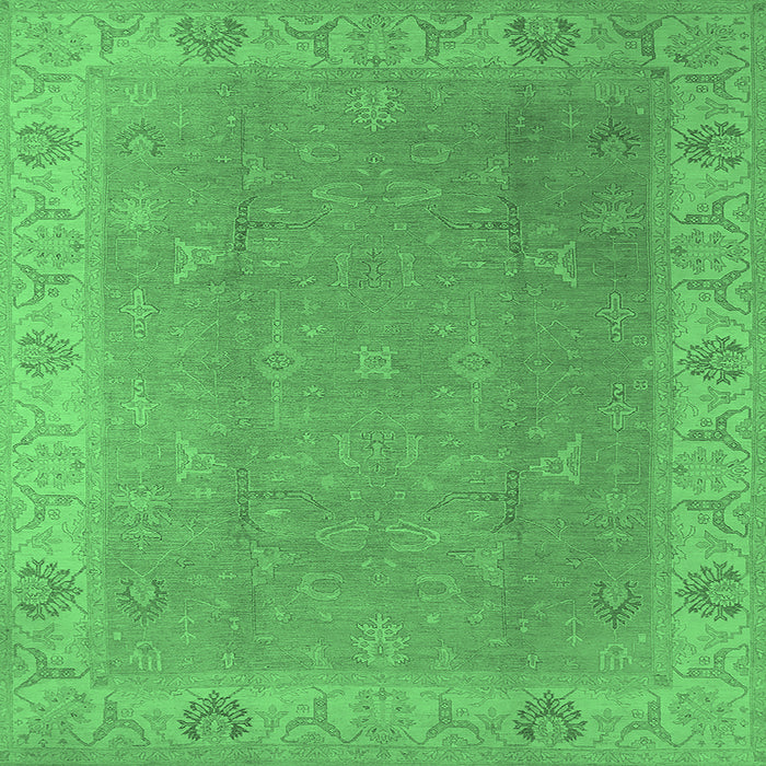 Square Machine Washable Oriental Emerald Green Traditional Area Rugs, wshurb1051emgrn