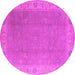 Round Machine Washable Oriental Pink Traditional Rug, wshurb1051pnk