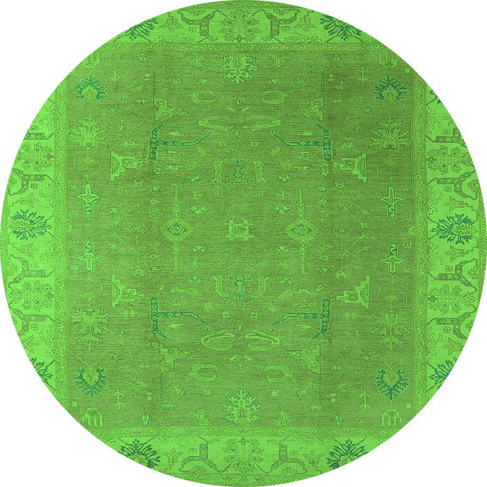 Round Machine Washable Oriental Green Traditional Area Rugs, wshurb1051grn