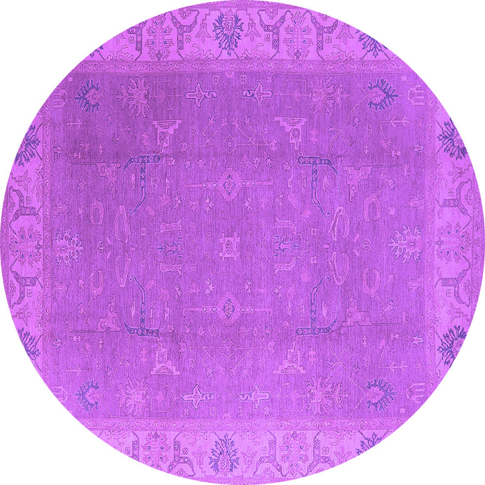 Round Machine Washable Oriental Purple Traditional Area Rugs, wshurb1051pur