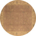 Round Oriental Brown Traditional Rug, urb1051brn