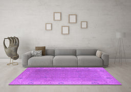 Machine Washable Oriental Purple Traditional Area Rugs in a Living Room, wshurb1051pur