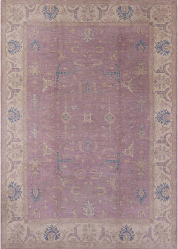 Mid-Century Modern Khaki Rose Pink Oriental Rug, urb1051