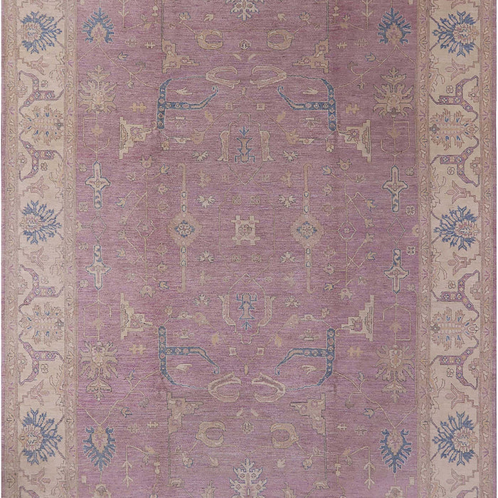 Mid-Century Modern Khaki Rose Pink Oriental Rug, urb1051