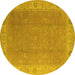 Round Oriental Yellow Traditional Rug, urb1051yw