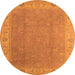 Round Oriental Orange Traditional Rug, urb1051org