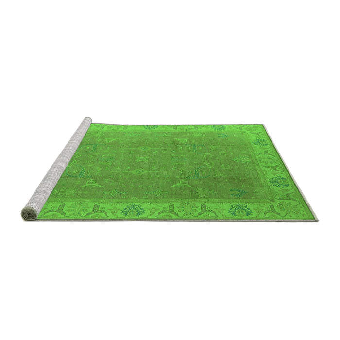 Sideview of Machine Washable Oriental Green Traditional Area Rugs, wshurb1051grn
