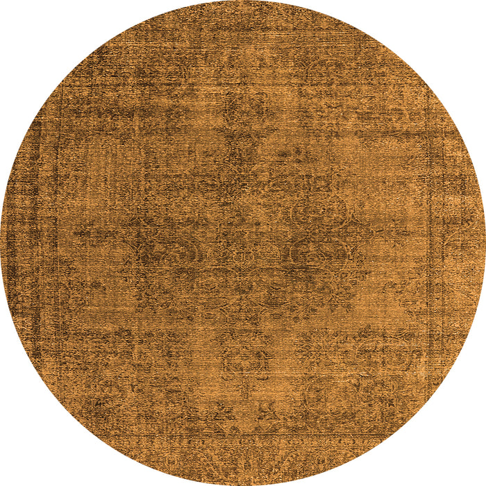 Round Machine Washable Oriental Orange Industrial Area Rugs, wshurb1052org