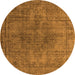 Round Machine Washable Oriental Orange Industrial Area Rugs, wshurb1052org