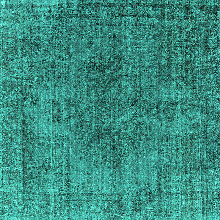 Square Machine Washable Oriental Turquoise Industrial Area Rugs, wshurb1052turq