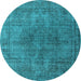 Round Oriental Light Blue Industrial Rug, urb1052lblu