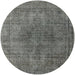 Round Mid-Century Modern Gunmetal Gray Oriental Rug, urb1052