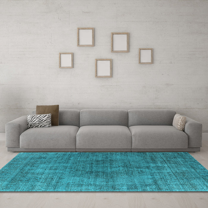 Machine Washable Oriental Light Blue Industrial Rug in a Living Room, wshurb1052lblu
