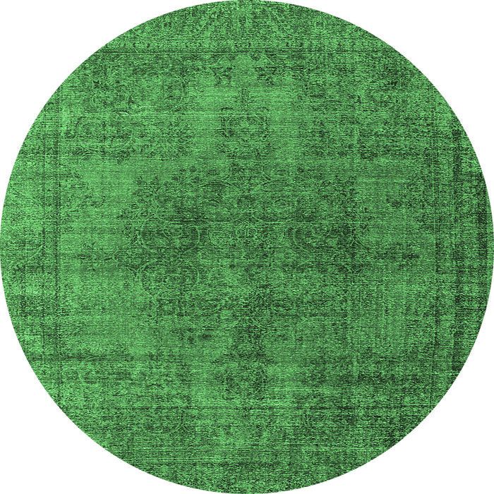 Round Oriental Emerald Green Industrial Rug, urb1052emgrn