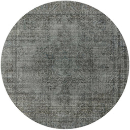 Round Machine Washable Industrial Modern Gunmetal Gray Rug, wshurb1052