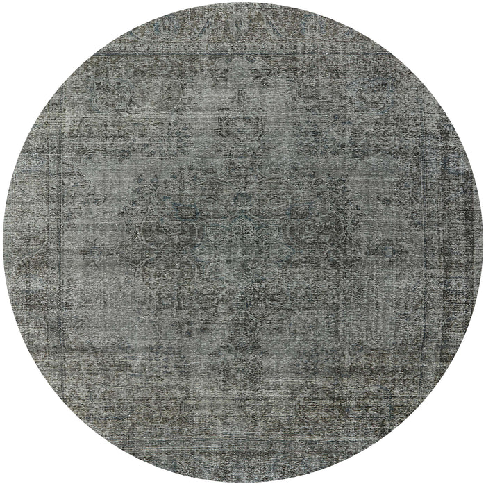 Round Machine Washable Industrial Modern Gunmetal Gray Rug, wshurb1052