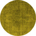 Round Oriental Yellow Industrial Rug, urb1052yw