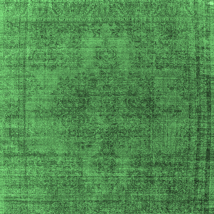 Square Machine Washable Oriental Emerald Green Industrial Area Rugs, wshurb1052emgrn
