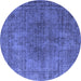 Round Oriental Blue Industrial Rug, urb1052blu