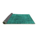 Sideview of Oriental Turquoise Industrial Rug, urb1052turq