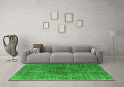 Machine Washable Oriental Green Industrial Area Rugs in a Living Room,, wshurb1052grn