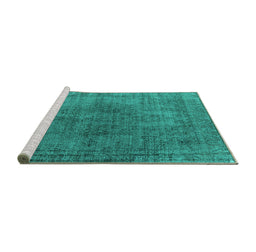 Sideview of Machine Washable Oriental Turquoise Industrial Area Rugs, wshurb1052turq