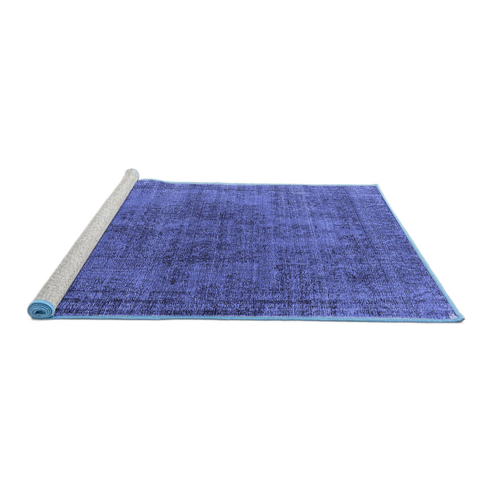 Sideview of Machine Washable Oriental Blue Industrial Rug, wshurb1052blu