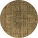 Round Oriental Brown Industrial Rug, urb1052brn