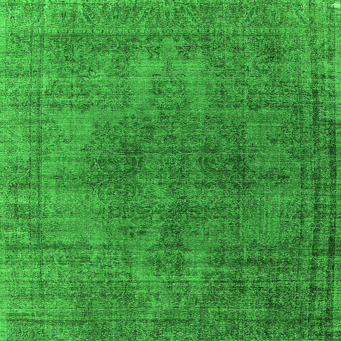 Square Machine Washable Oriental Green Industrial Area Rugs, wshurb1052grn
