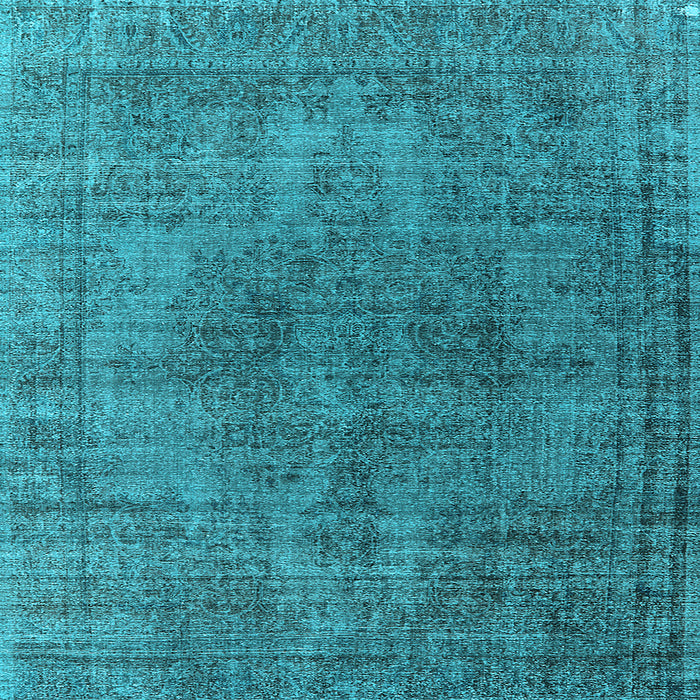 Square Machine Washable Oriental Light Blue Industrial Rug, wshurb1052lblu