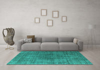 Machine Washable Oriental Turquoise Industrial Rug, wshurb1052turq