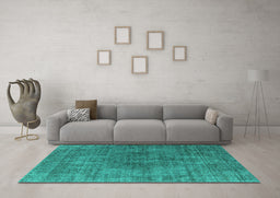 Machine Washable Oriental Turquoise Industrial Area Rugs in a Living Room,, wshurb1052turq