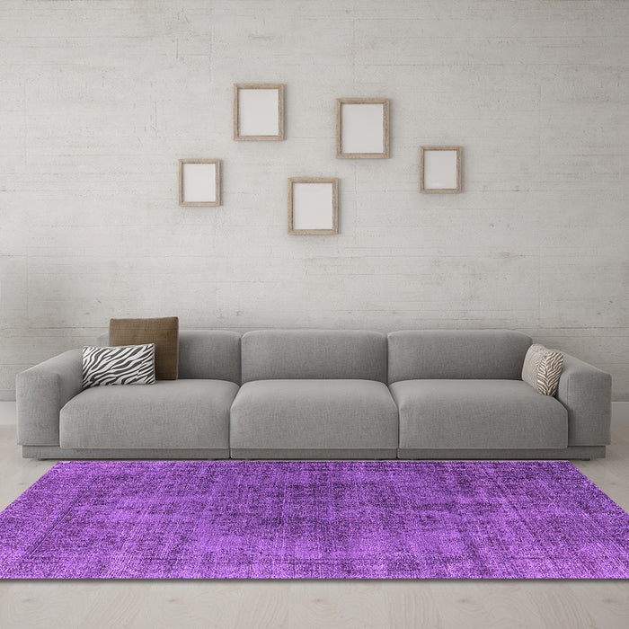 Machine Washable Oriental Purple Industrial Area Rugs in a Living Room, wshurb1052pur