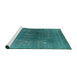 Sideview of Machine Washable Industrial Modern Teal Green Rug, wshurb1053