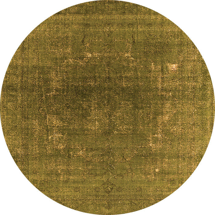 Round Machine Washable Oriental Orange Industrial Area Rugs, wshurb1053org