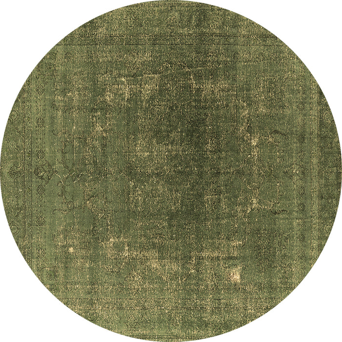 Round Oriental Brown Industrial Rug, urb1053brn