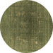 Round Oriental Brown Industrial Rug, urb1053brn