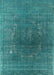 Machine Washable Industrial Modern Teal Green Rug, wshurb1053