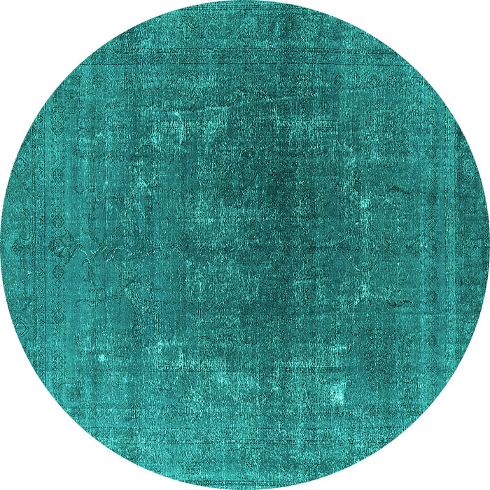 Round Oriental Turquoise Industrial Rug, urb1053turq
