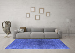 Machine Washable Oriental Blue Industrial Rug in a Living Room, wshurb1053blu