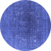 Round Oriental Blue Industrial Rug, urb1053blu