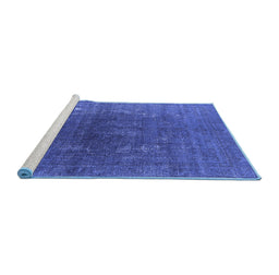 Sideview of Machine Washable Oriental Blue Industrial Rug, wshurb1053blu