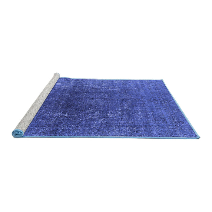 Sideview of Machine Washable Oriental Blue Industrial Rug, wshurb1053blu
