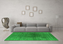 Machine Washable Oriental Green Industrial Area Rugs in a Living Room,, wshurb1053grn