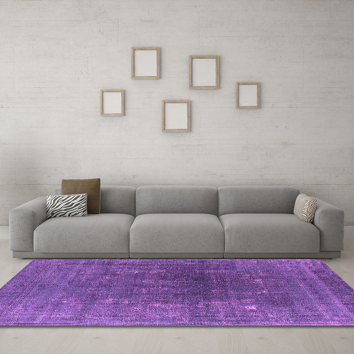 Machine Washable Oriental Pink Industrial Rug in a Living Room, wshurb1053pnk
