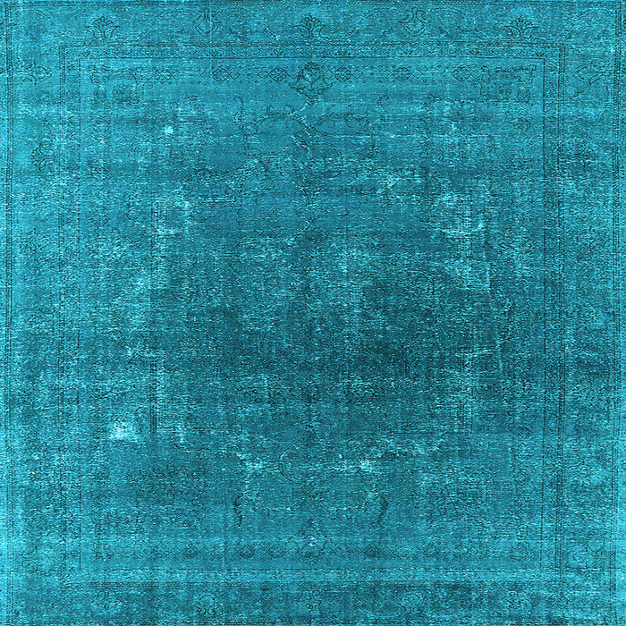 Square Machine Washable Oriental Light Blue Industrial Rug, wshurb1053lblu