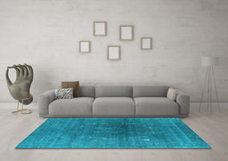 Machine Washable Oriental Light Blue Industrial Rug in a Living Room, wshurb1053lblu