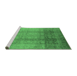Sideview of Machine Washable Oriental Emerald Green Industrial Area Rugs, wshurb1054emgrn